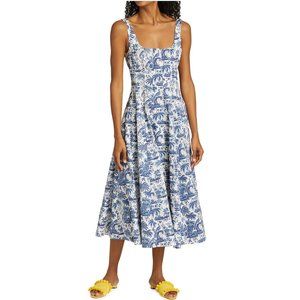 Staud Wells A-Line Dress China Blue Toile, size 00